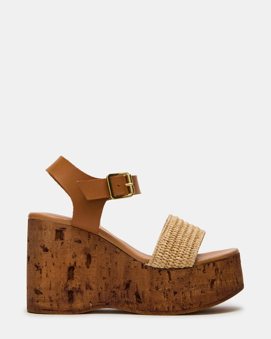 CABERNET Raffia Women's Platform Wedge Sandal Steve Madden RAFFIA