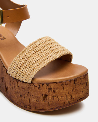 CABERNET Raffia Women's Platform Wedge Sandal Steve Madden RAFFIA