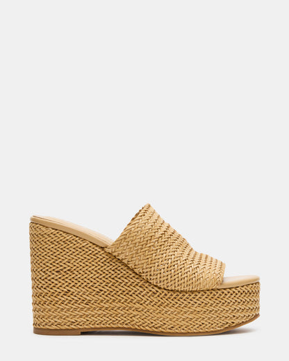 CASSI Natural Platform Raffia Wedge Women's Sandal Steve Madden NATURAL
