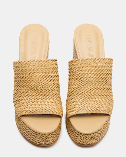 CASSI Natural Platform Raffia Wedge Women's Sandal Steve Madden NATURAL