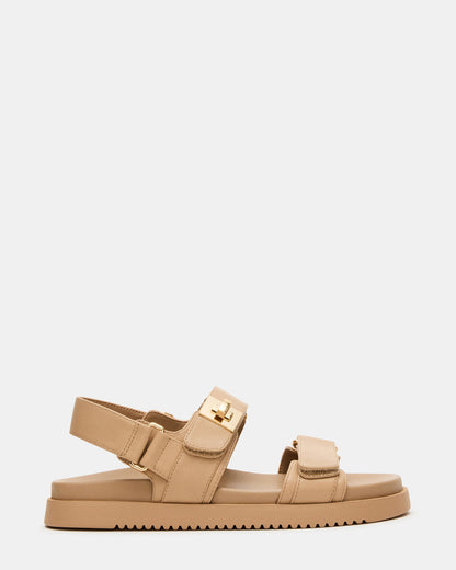 MONA Beige Leather Flatform Women's Sandal Steve Madden BEIGE LEATHER