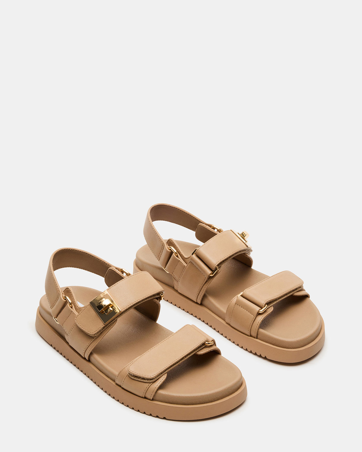 MONA Beige Leather Flatform Women's Sandal Steve Madden BEIGE LEATHER