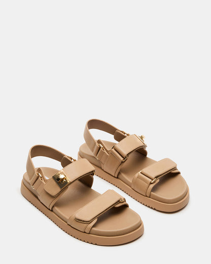 MONA Beige Leather Flatform Women's Sandal Steve Madden BEIGE LEATHER