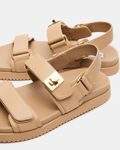 MONA Beige Leather Flatform Women's Sandal Steve Madden BEIGE LEATHER