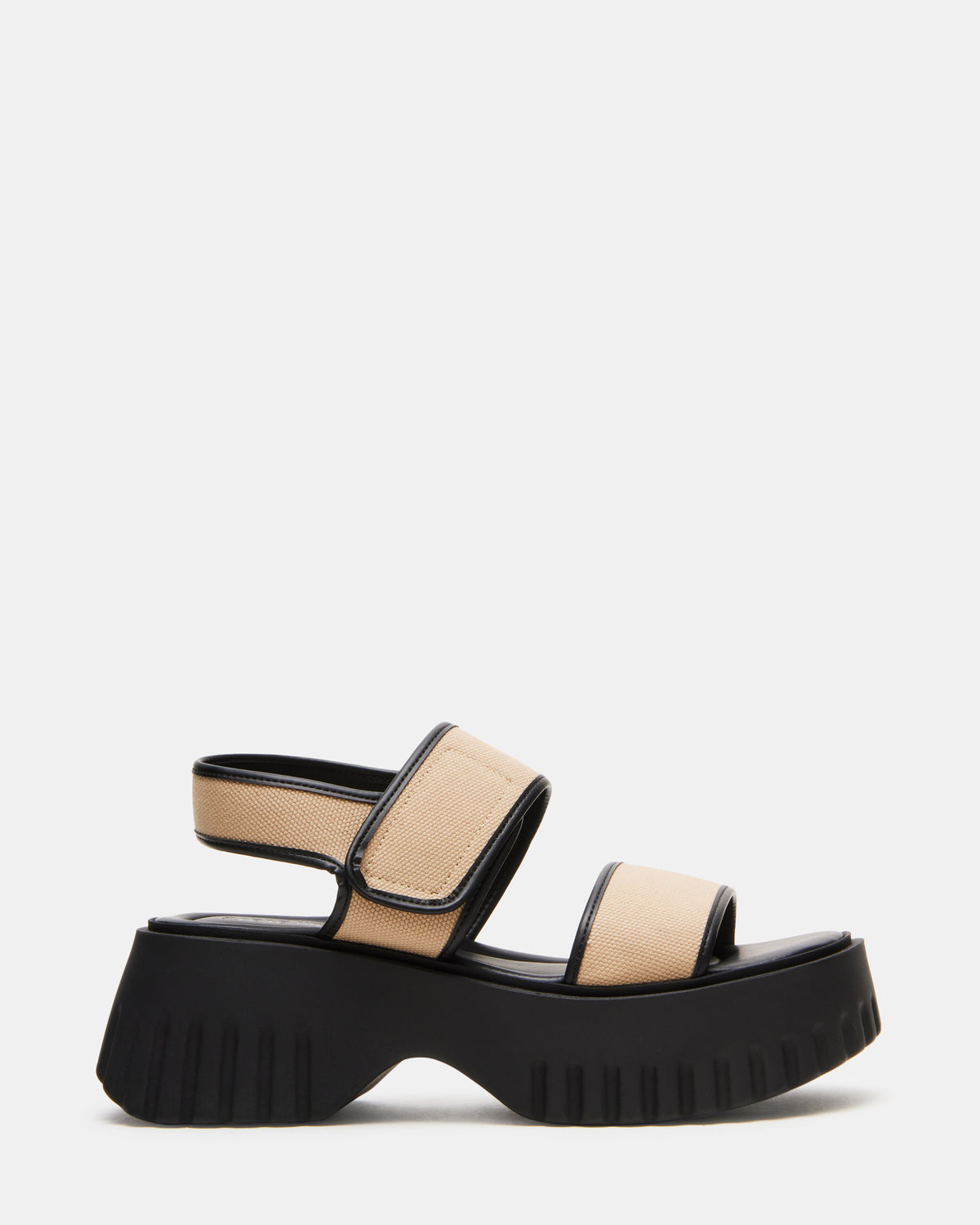 GROVER Black/Tan Women's Square-Toe Platform Sandal Steve Madden BLACK TAN