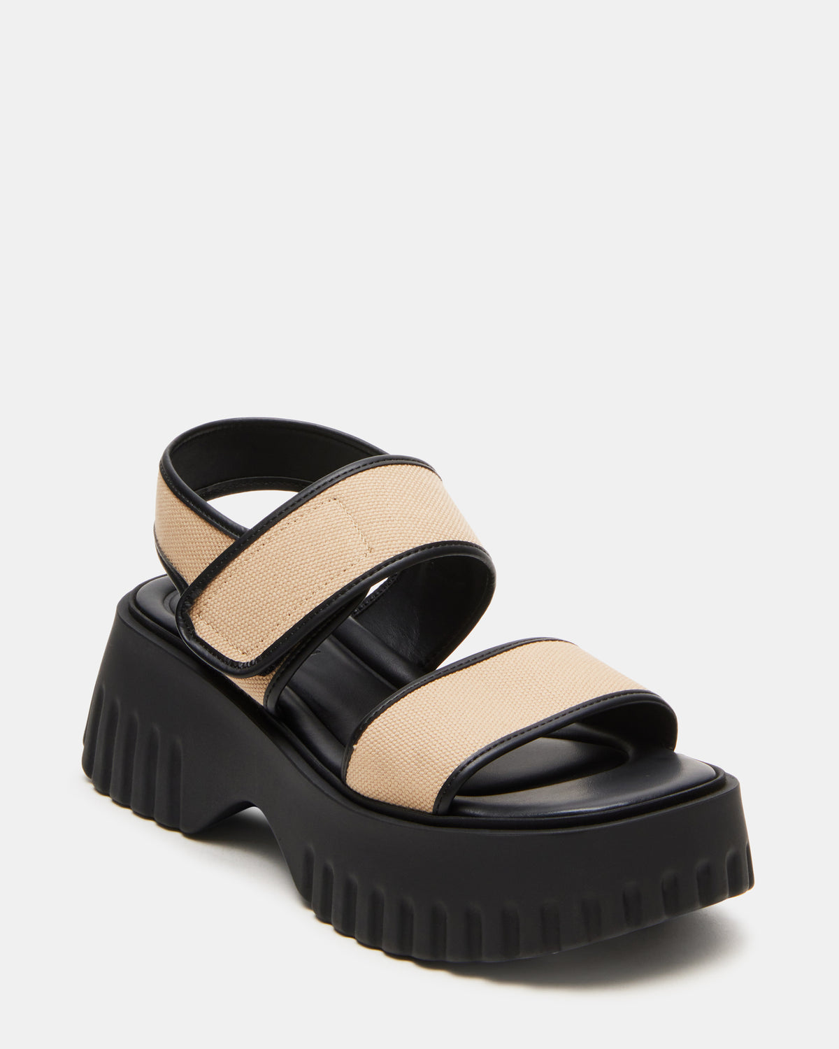 GROVER Black/Tan Women's Square-Toe Platform Sandal Steve Madden BLACK TAN