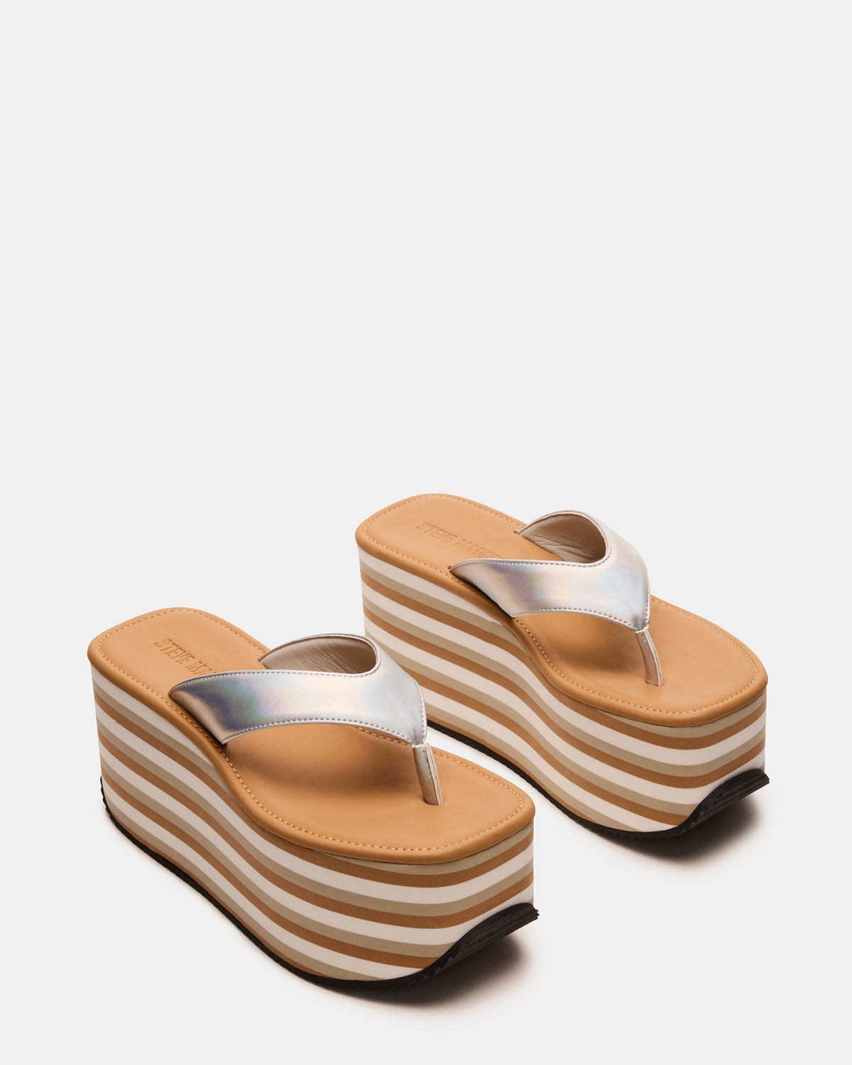 SEVILLA Natural Multi Thong Platform Chunky Flatform Square-Toe Women's Sandal Steve Madden NATURAL MULTI