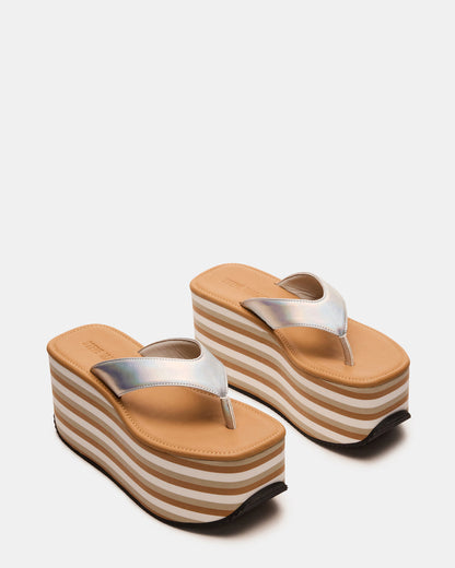 SEVILLA Natural Multi Thong Platform Chunky Flatform Square-Toe Women's Sandal Steve Madden NATURAL MULTI