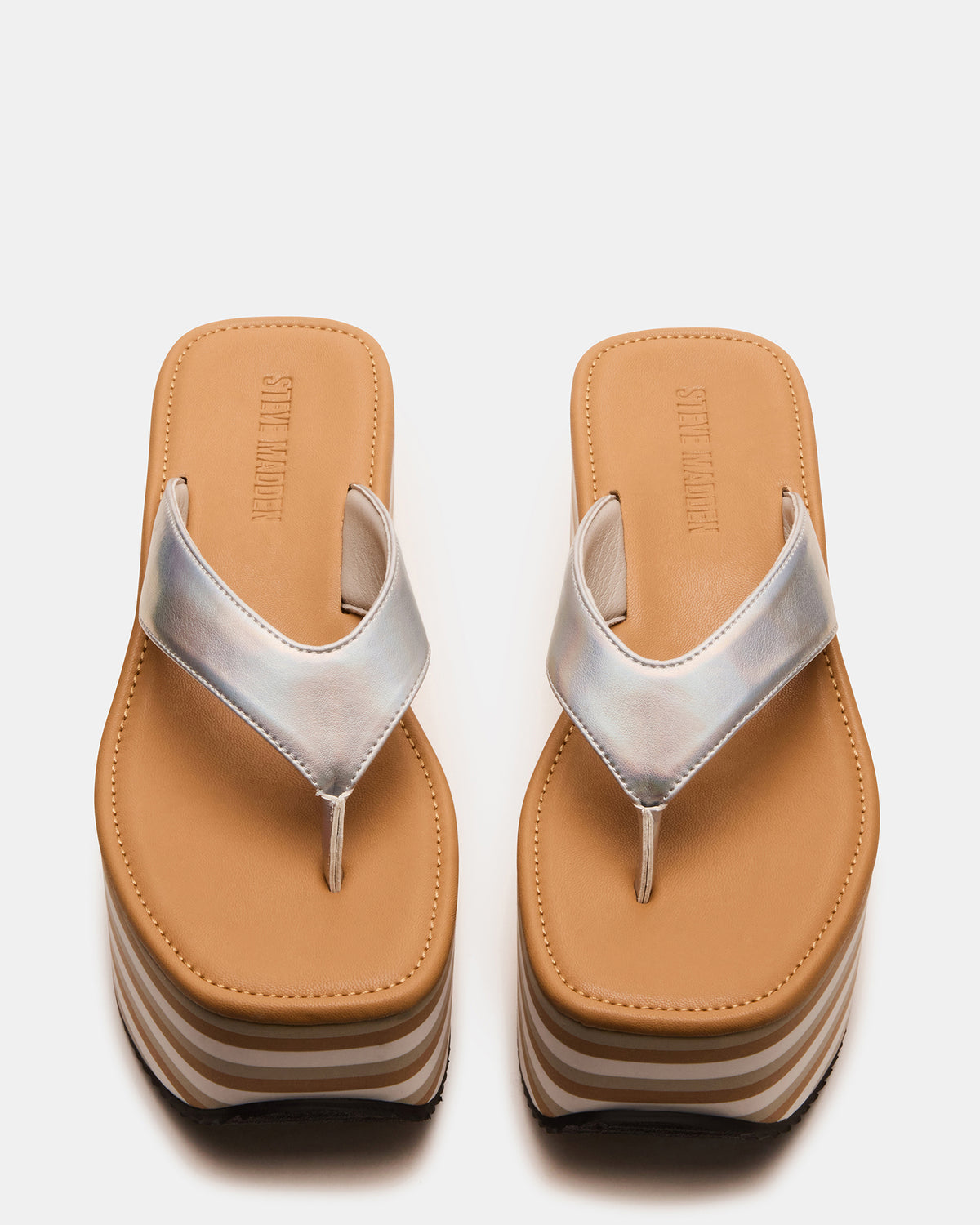 SEVILLA Natural Multi Thong Platform Chunky Flatform Square-Toe Women's Sandal Steve Madden NATURAL MULTI