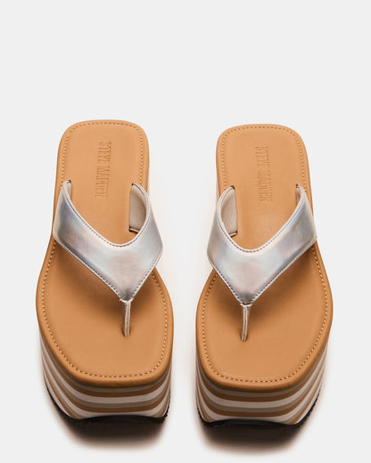 SEVILLA Natural Multi Thong Platform Chunky Flatform Square-Toe Women's Sandal Steve Madden NATURAL MULTI