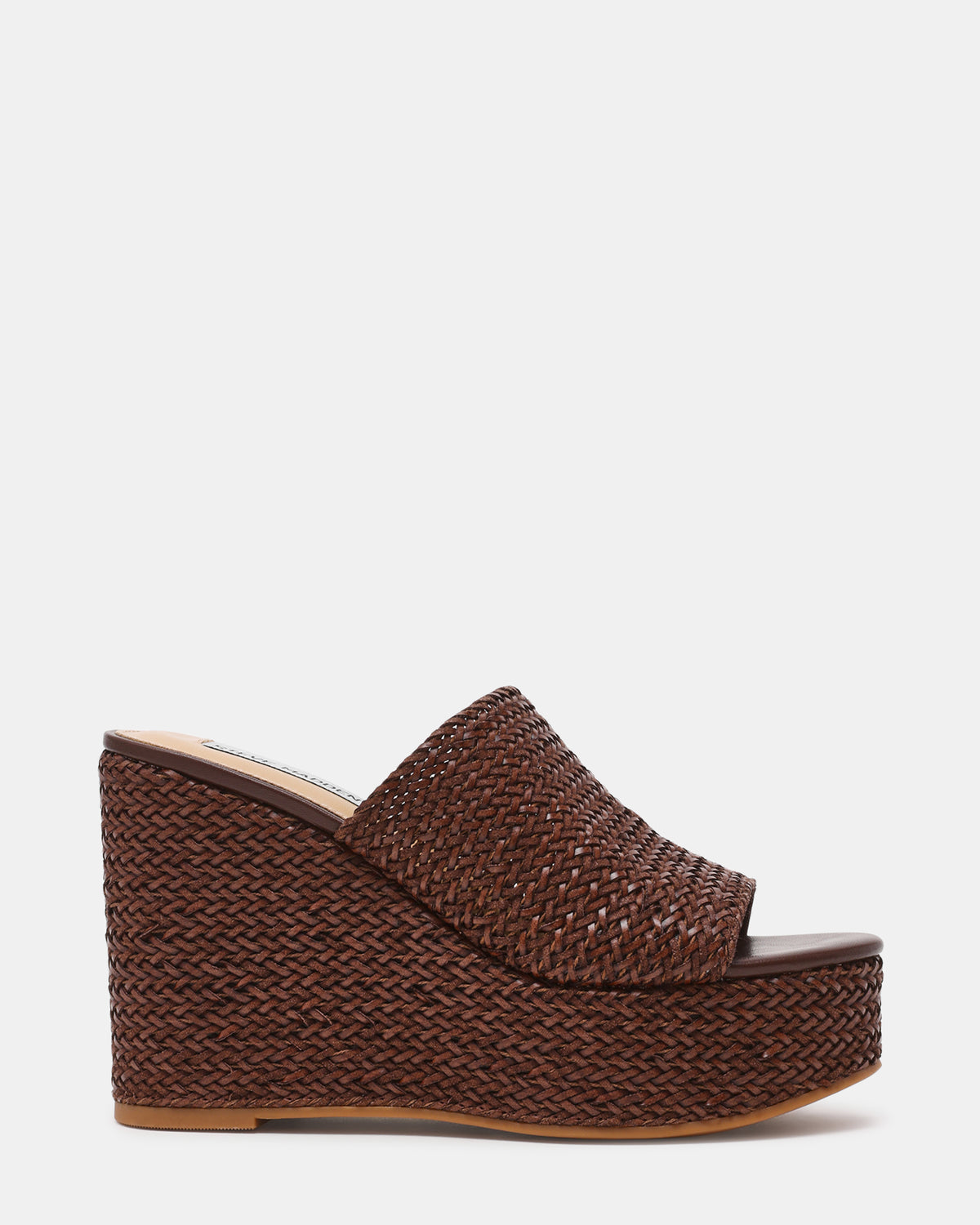 CASSI Brown Platform Raffia Wedge Women's Sandal Steve Madden BROWN