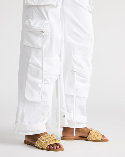 KEELY Natural Raffia Women's Studded Slides Steve Madden NATURAL RAFFIA