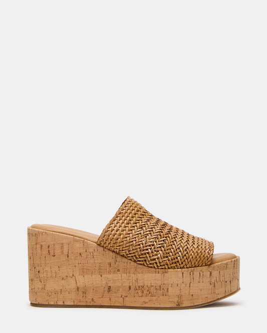 COASTAL Raffia Platform Wedge Mule Women's Sandal Steve Madden RAFFIA