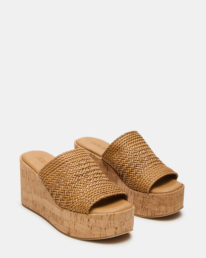 COASTAL Raffia Platform Wedge Mule Women's Sandal Steve Madden RAFFIA