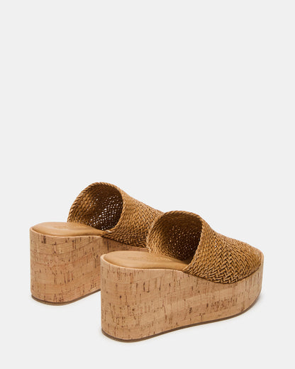 COASTAL Raffia Platform Wedge Mule Women's Sandal Steve Madden RAFFIA