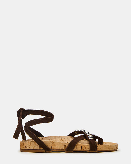 KELSO Brown Suede Flatform Strappy Studded Women's Sandal Steve Madden BROWN SUEDE
