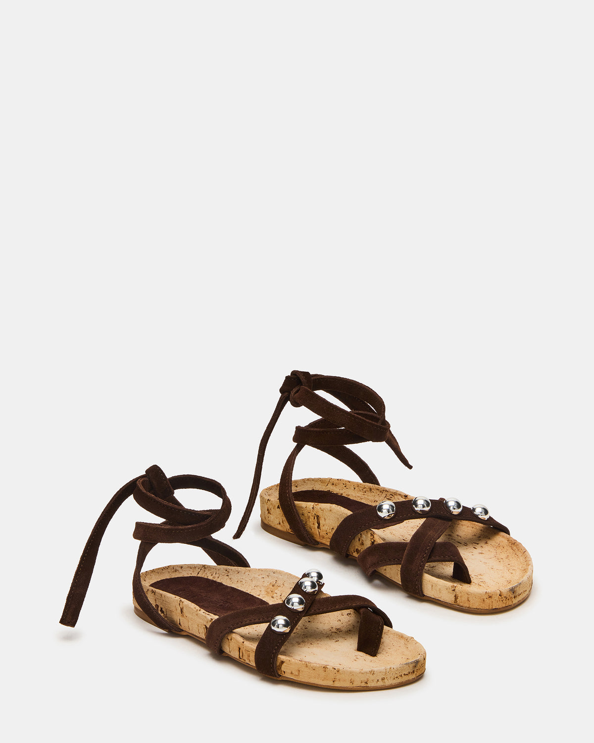 KELSO Brown Suede Flatform Strappy Studded Women's Sandal Steve Madden BROWN SUEDE