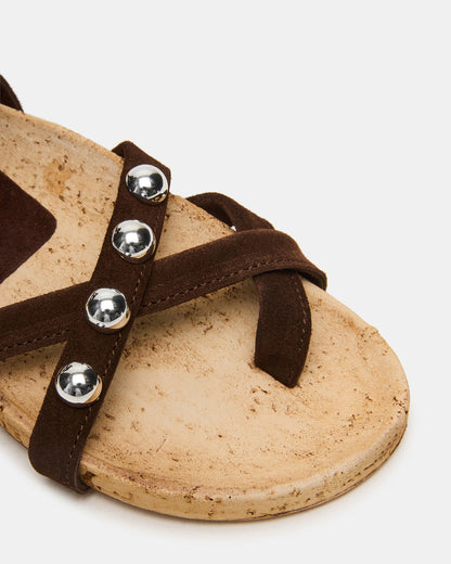 KELSO Brown Suede Flatform Strappy Studded Women's Sandal Steve Madden BROWN SUEDE