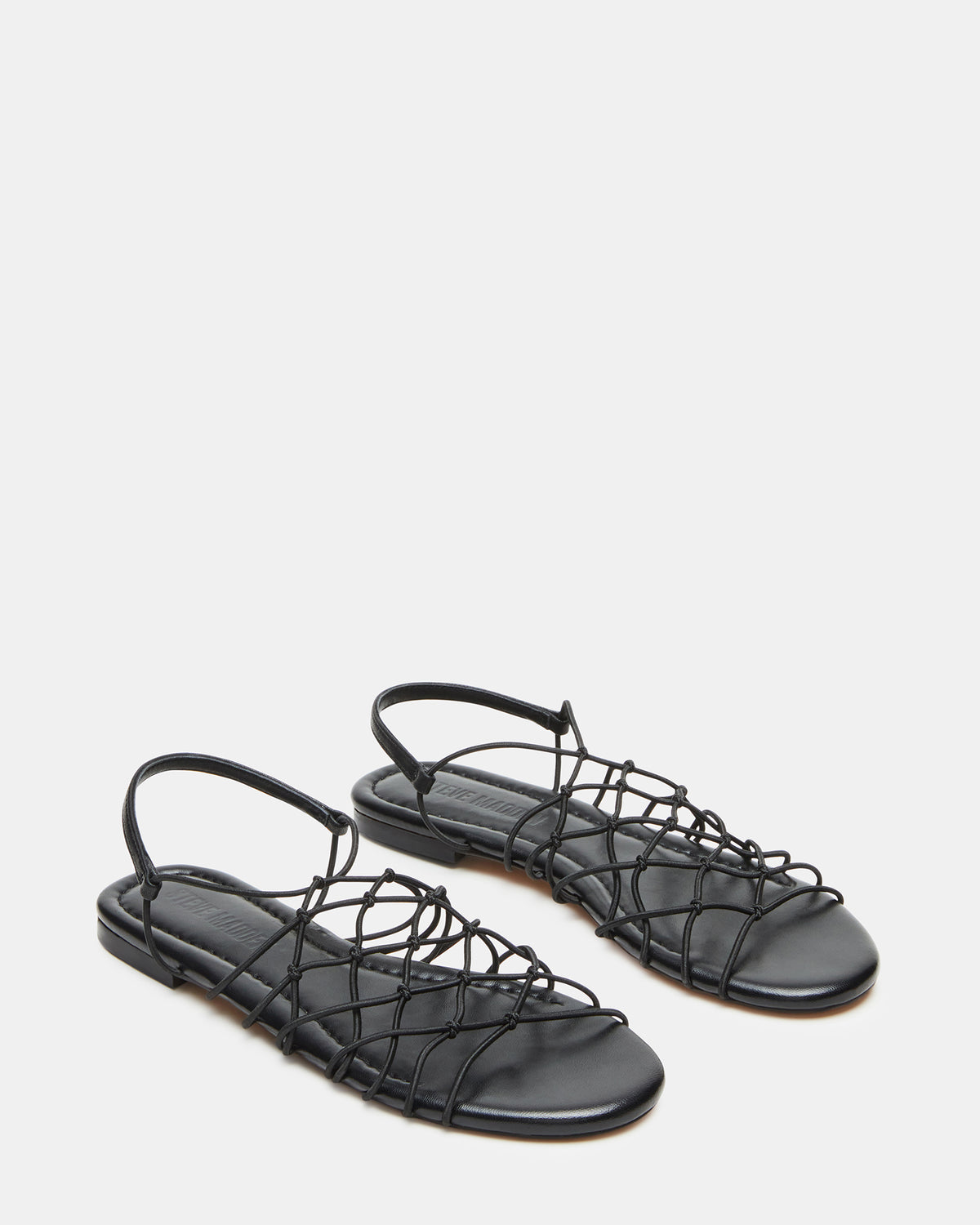 LIBRA Black Women's Strappy Flat Sandal Steve Madden BLACK