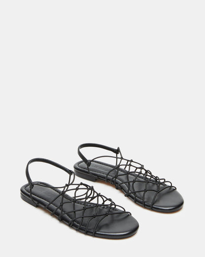 LIBRA Black Women's Strappy Flat Sandal Steve Madden BLACK