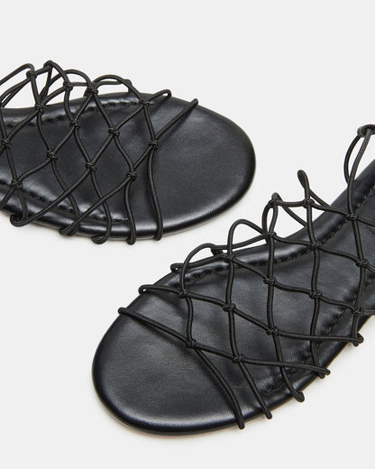 LIBRA Black Women's Strappy Flat Sandal Steve Madden BLACK