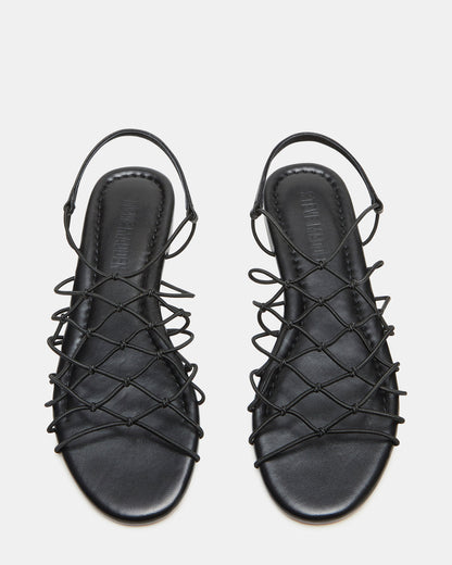 LIBRA Black Women's Strappy Flat Sandal Steve Madden BLACK