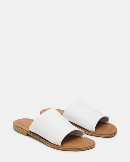 KIPP White Leather Slide Women's Sandal Steve Madden WHITE LEATHER