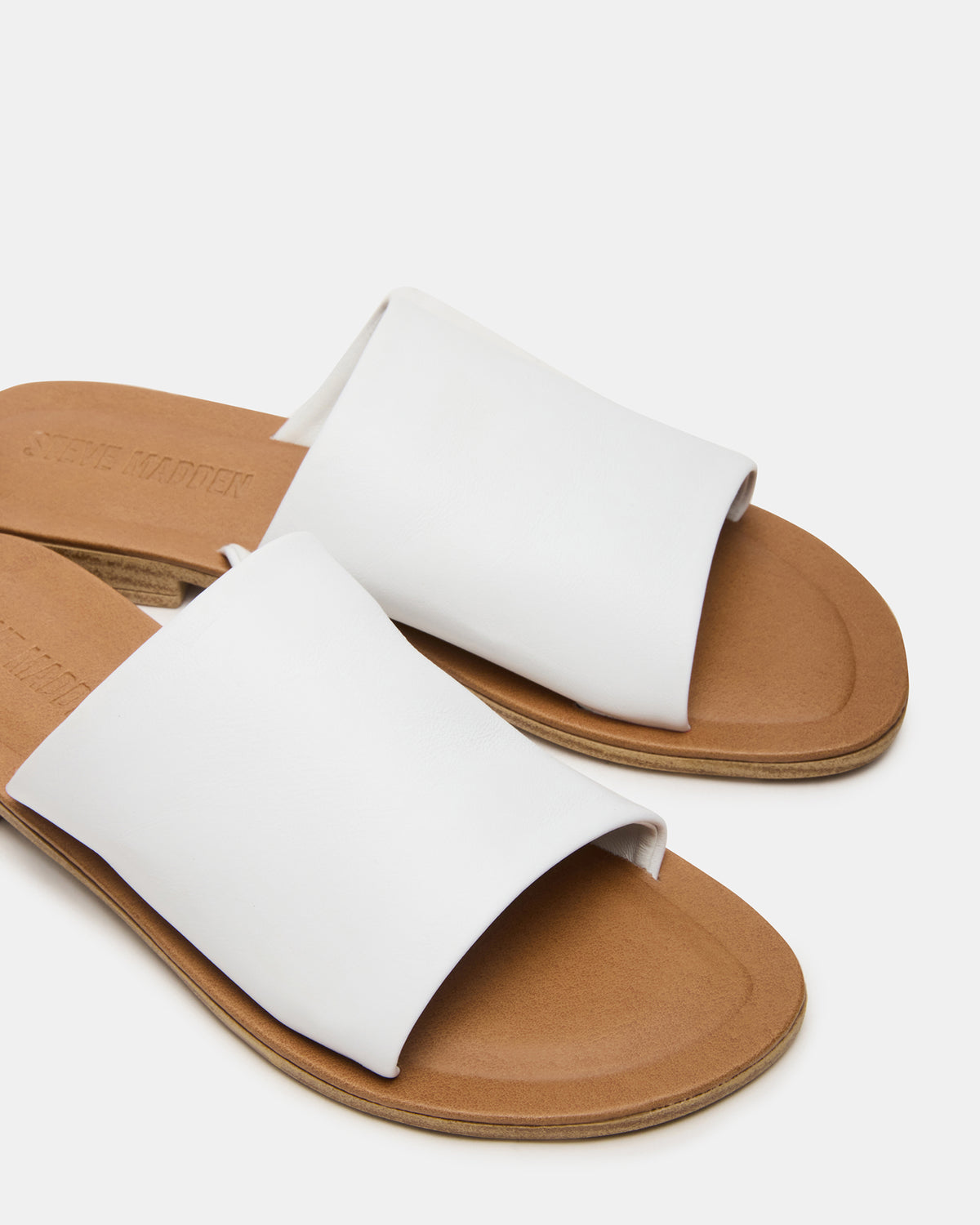 KIPP White Leather Slide Women's Sandal Steve Madden WHITE LEATHER