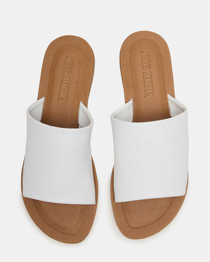 KIPP White Leather Slide Women's Sandal Steve Madden WHITE LEATHER