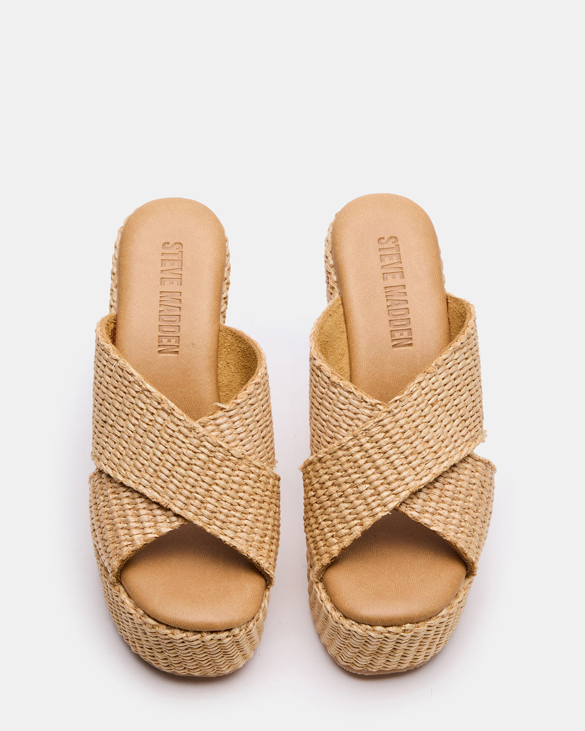 CERCEI Natural Raffia Platform Square-Toe Wedge Women's Sandal Steve Madden NAT RAFFIA