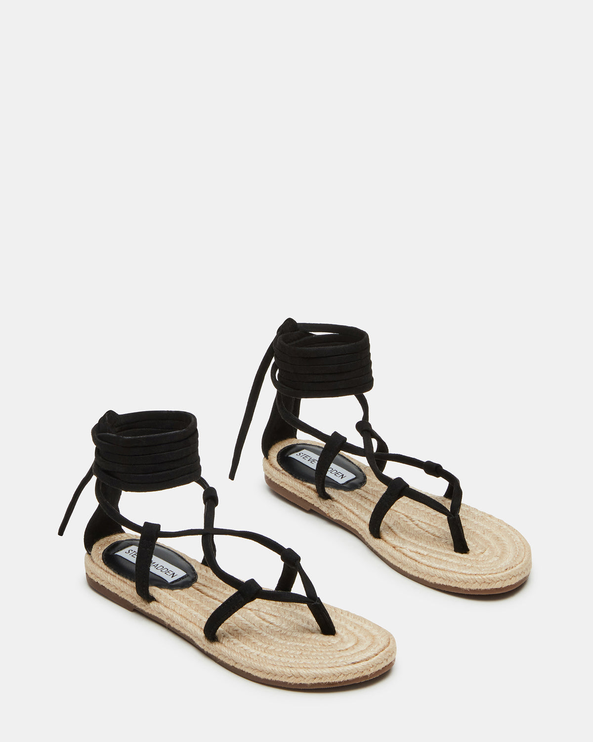 WADE Black Women's Strappy Lace-Up Espadrille Sandal Steve Madden BLACK