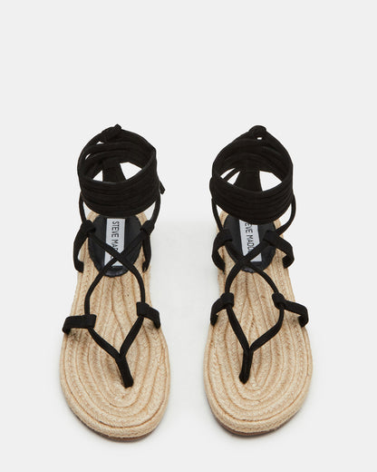 WADE Black Women's Strappy Lace-Up Espadrille Sandal Steve Madden BLACK