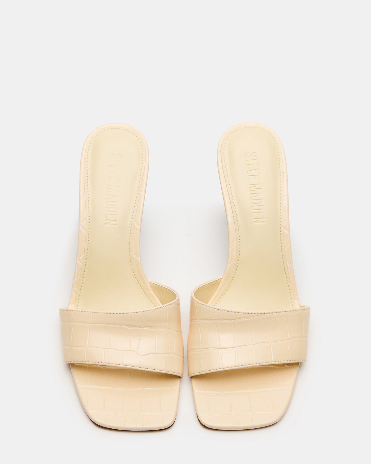 CURCIO Beige Crocodile Square-Toe Women's Wedge Sandal Steve Madden BEIGE CROCODILE