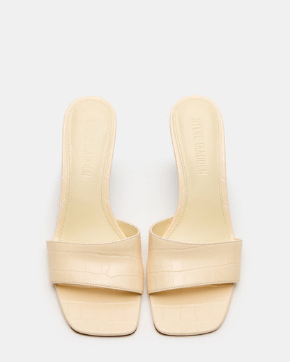 CURCIO Beige Crocodile Square-Toe Women's Wedge Sandal Steve Madden BEIGE CROCODILE