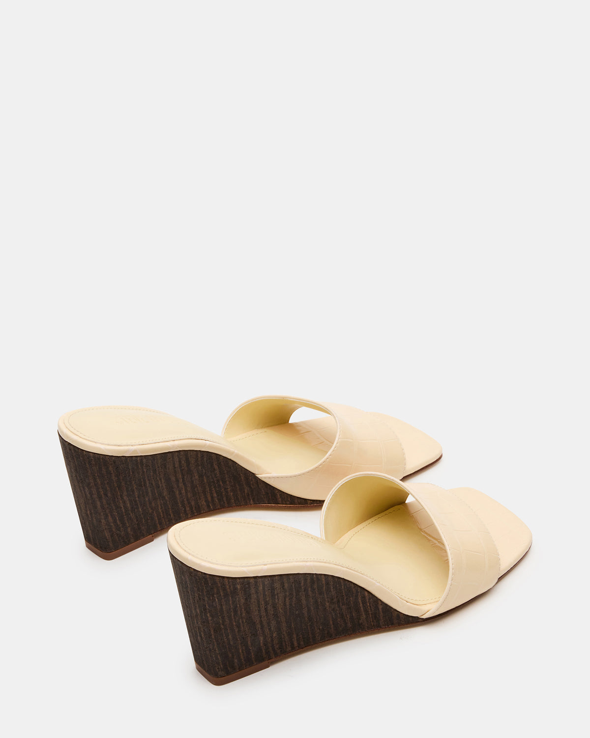 CURCIO Beige Crocodile Square-Toe Women's Wedge Sandal Steve Madden BEIGE CROCODILE