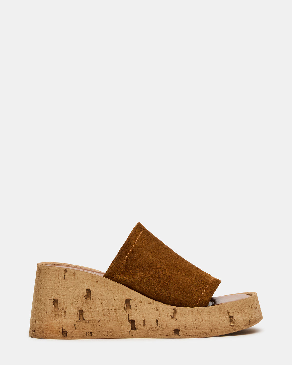CELLAR Chestnut Suede Platform Wedge Square-Toe Women's Sandal Steve Madden CHESTNUT SUEDE