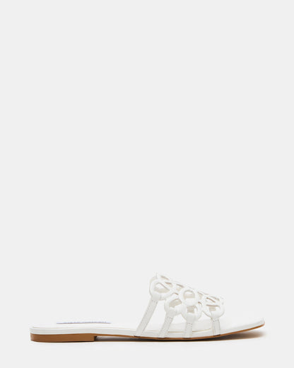 LOTUS White Leather Square-Toe Slide Women's Sandal Steve Madden WHITE LEATHER