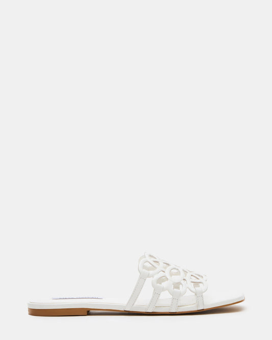 LOTUS White Leather Square-Toe Slide Women's Sandal Steve Madden WHITE LEATHER