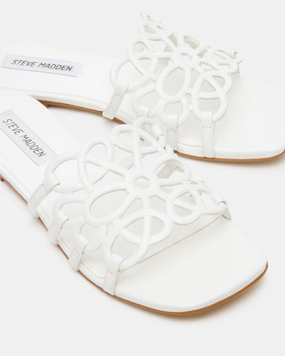 LOTUS White Leather Square-Toe Slide Women's Sandal Steve Madden WHITE LEATHER