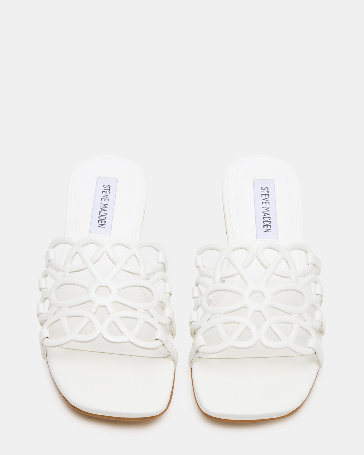LOTUS White Leather Square-Toe Slide Women's Sandal Steve Madden WHITE LEATHER