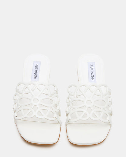 LOTUS White Leather Square-Toe Slide Women's Sandal Steve Madden WHITE LEATHER