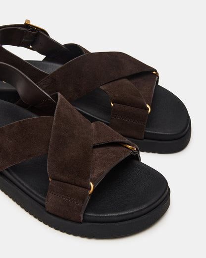 DONELLI Brown Suede Strappy Footbed Women's Sandal Steve Madden BROWN SUEDE