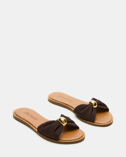 DIPSY Brown Suede Slide Rounded Toe Women's Sandal Steve Madden BROWN SUEDE
