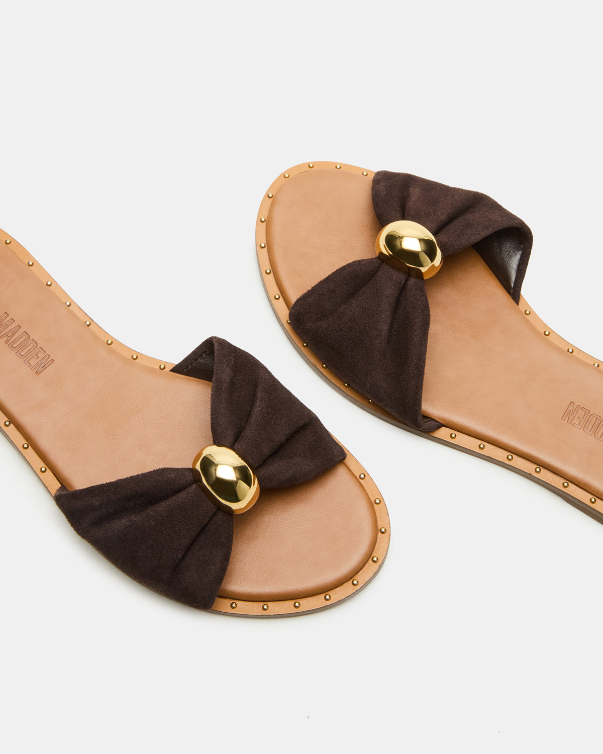 DIPSY Brown Suede Slide Rounded Toe Women's Sandal Steve Madden BROWN SUEDE