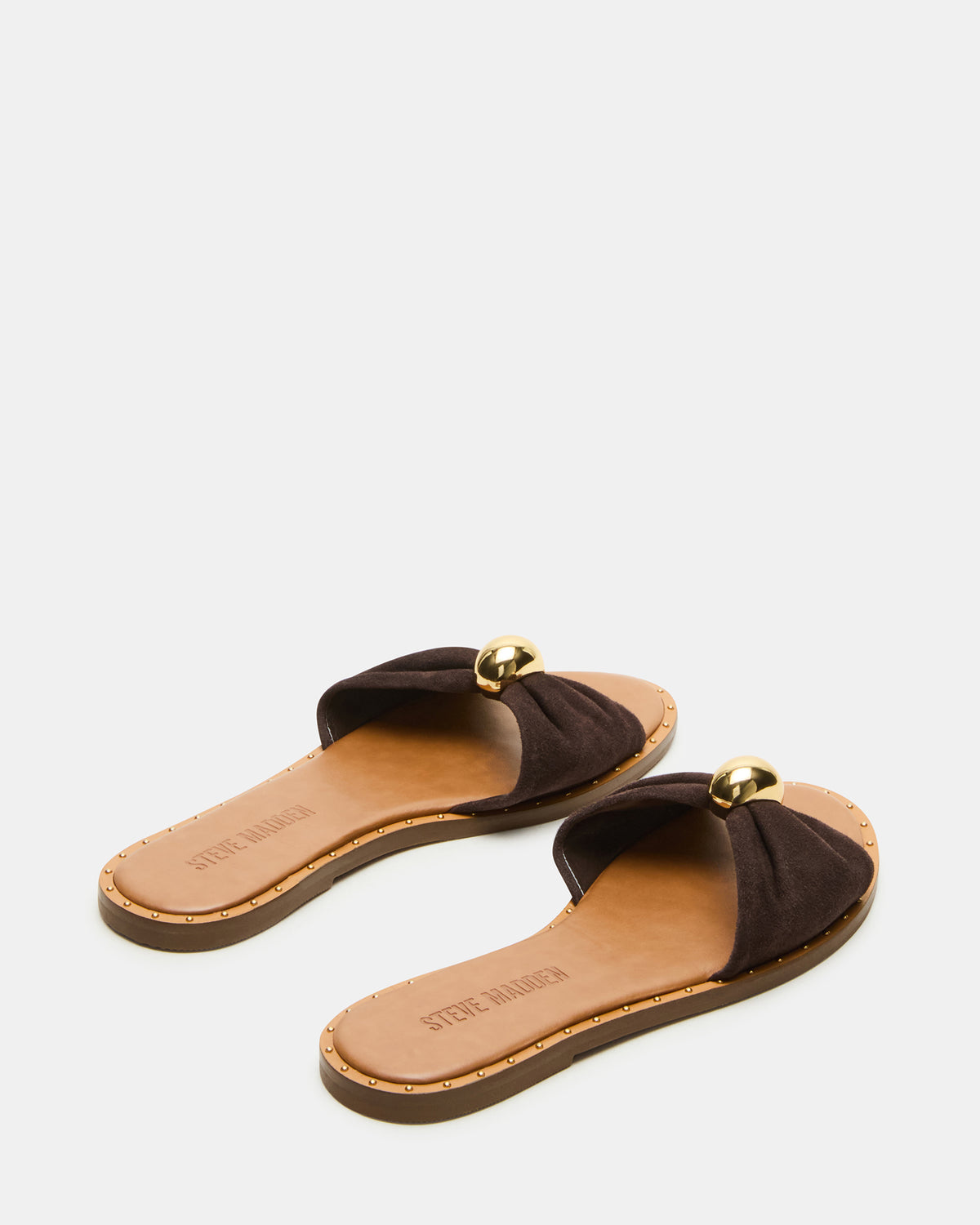 DIPSY Brown Suede Slide Rounded Toe Women's Sandal Steve Madden BROWN SUEDE