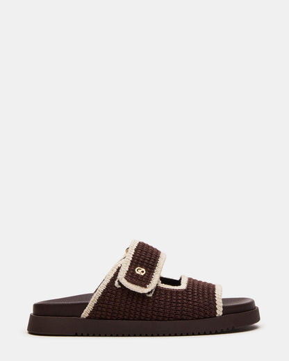 MAYSIE Brown Multi Woven Flatform Footbed Slide Women's Sandal Steve Madden BROWN MULTI