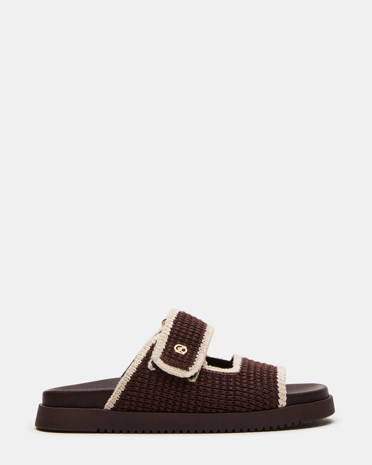 MAYSIE Brown Multi Woven Flatform Footbed Slide Women's Sandal Steve Madden BROWN MULTI