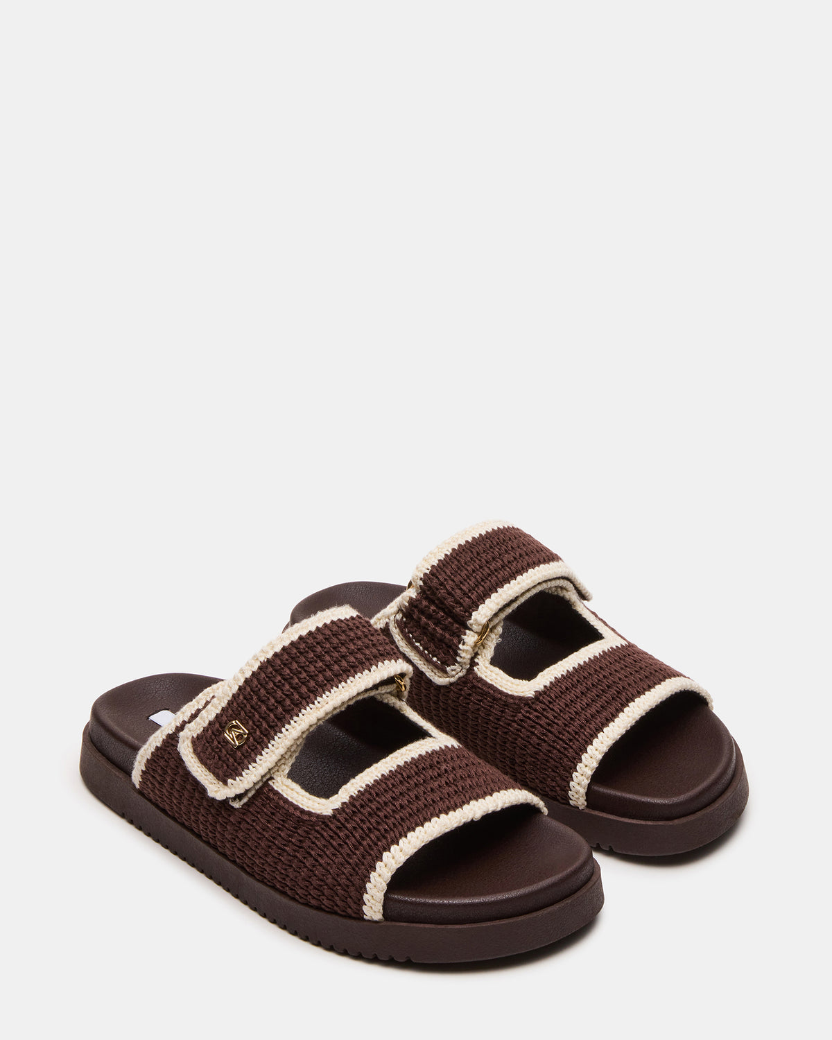 MAYSIE Brown Multi Woven Flatform Footbed Slide Women's Sandal Steve Madden BROWN MULTI