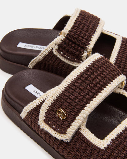 MAYSIE Brown Multi Woven Flatform Footbed Slide Women's Sandal Steve Madden BROWN MULTI