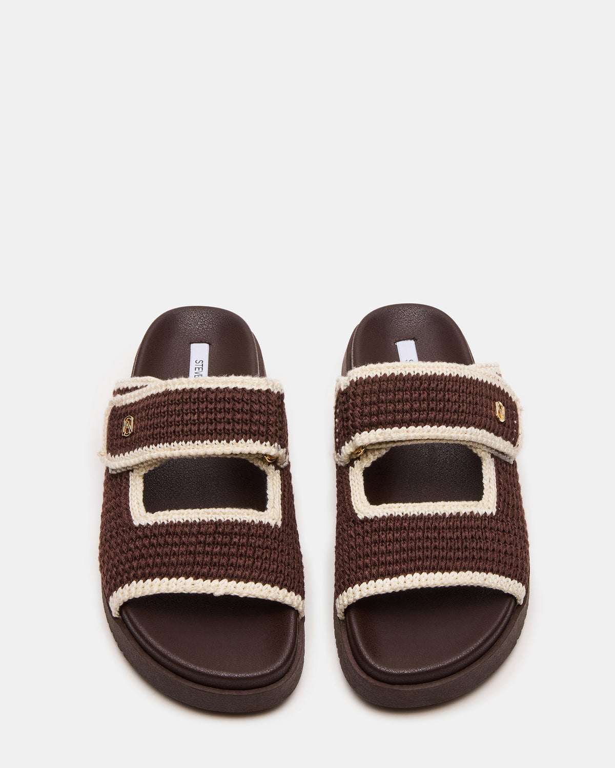 MAYSIE Brown Multi Woven Flatform Footbed Slide Women's Sandal Steve Madden BROWN MULTI
